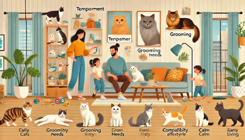 Top 10 Cat Breeds for First-Time Owners 2 Factors that make a cat breed suitable for first-time owners: temperament, grooming, lifestyle compatibility, energy levels.