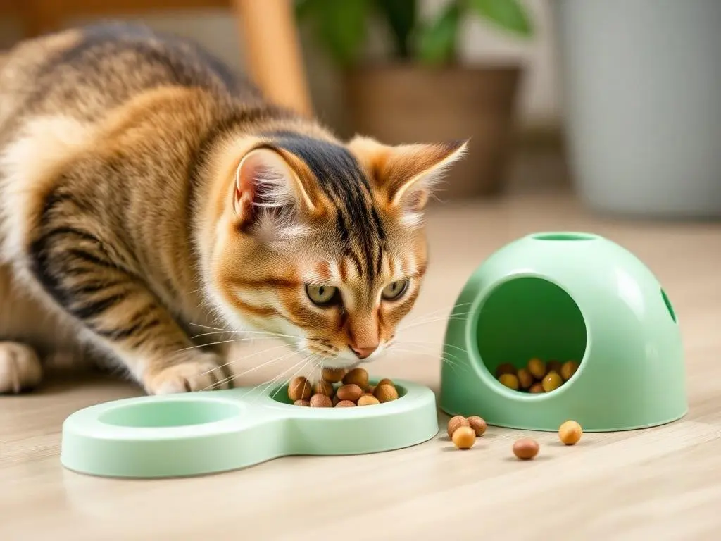 Interactive feeding games designed to provide mental stimulation for cats.