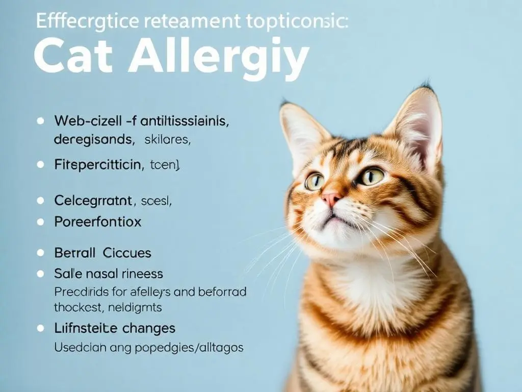 Understanding Cat Allergies: Symptoms, Treatment, and Prevention 5 Infographic showcasing effective treatment options for cat allergies, including medications and lifestyle changes."