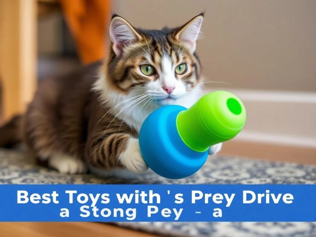 Best toys for cats with a strong prey drive, including bouncy balls, small stuffed mice, and track toys.