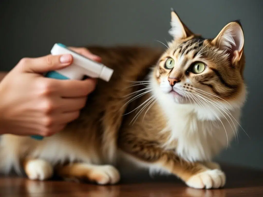 How to Keep Your Cat Healthy: A Veterinarian’s Tips 4 "Person grooming a cat with a brush."
