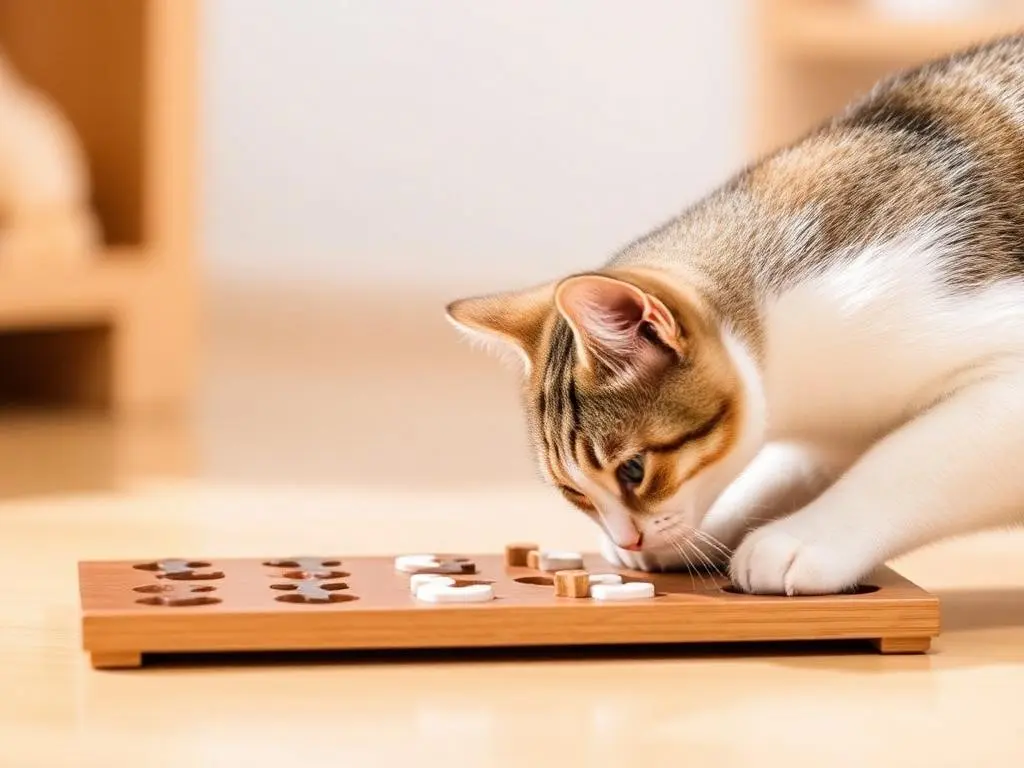 ALT Text: Puzzle feeder for cats, designed to provide mental stimulation and slow down eating.