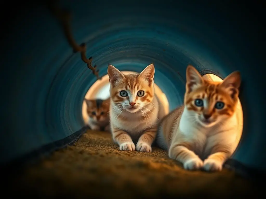 ALT Text: Cat tunnel for exploration and exercise, providing a fun hideaway and play area.