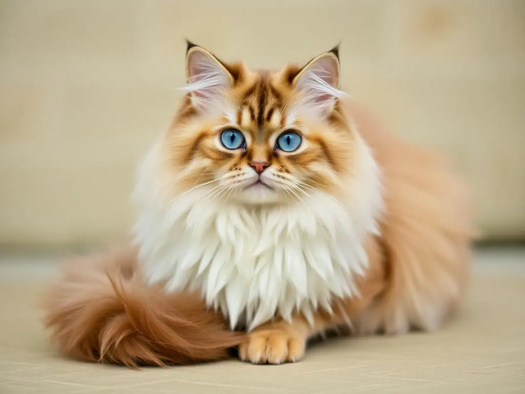 Elegant Persian cat with a luxurious, long coat and expressive eyes.