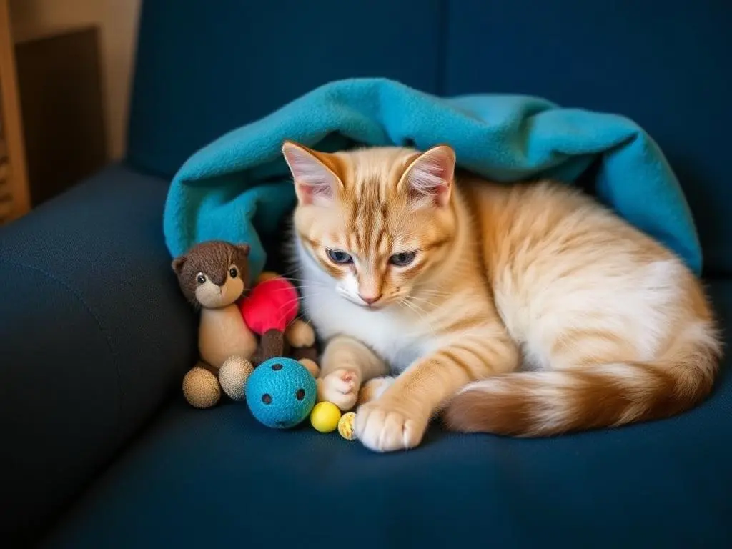 Toys designed for solo play to keep cats entertained when home alone.