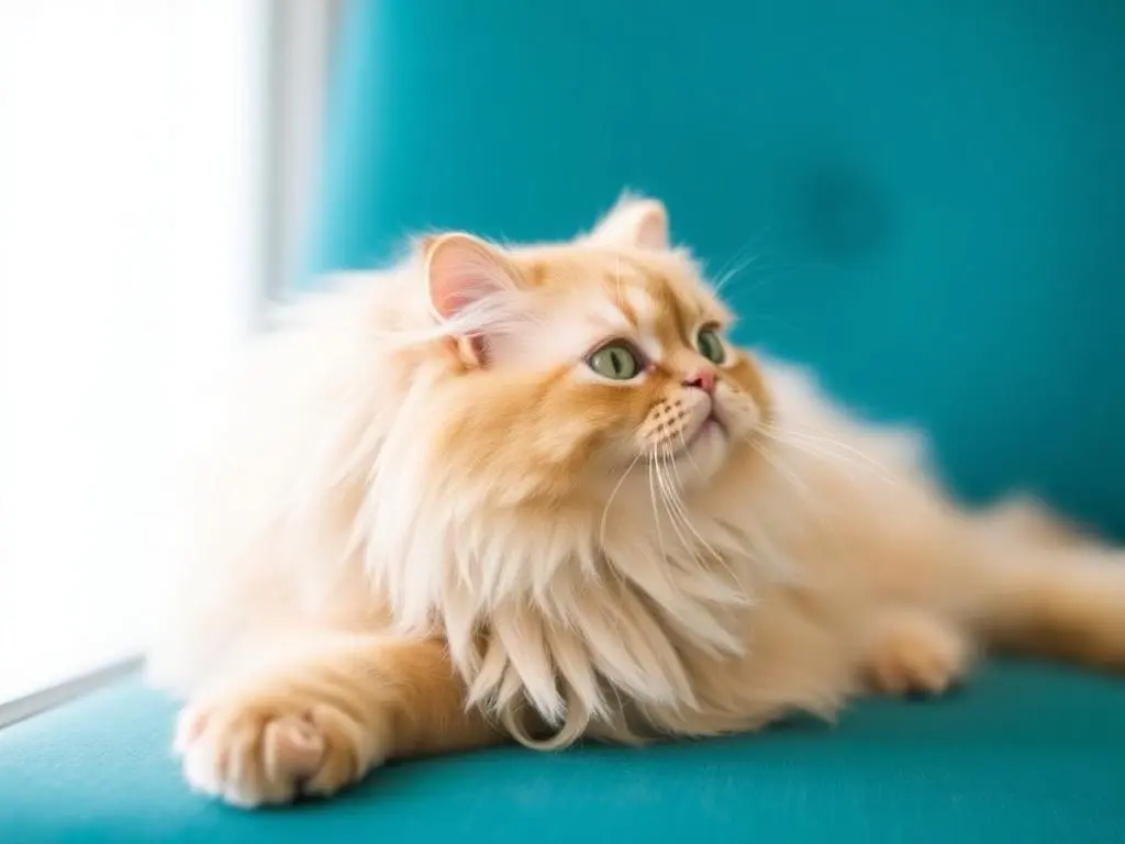  Persian cat lounging peacefully, enjoying a calm and relaxed environment.