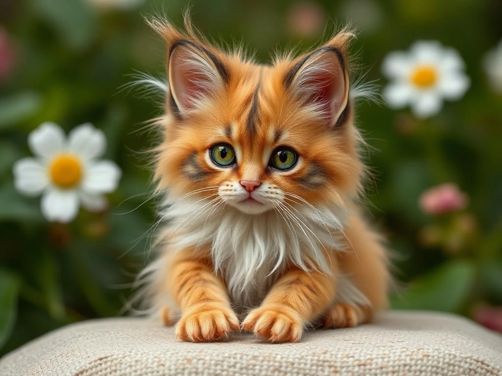 Fluffy Ragdoll cat with striking blue eyes and a soft, semi-long coat.