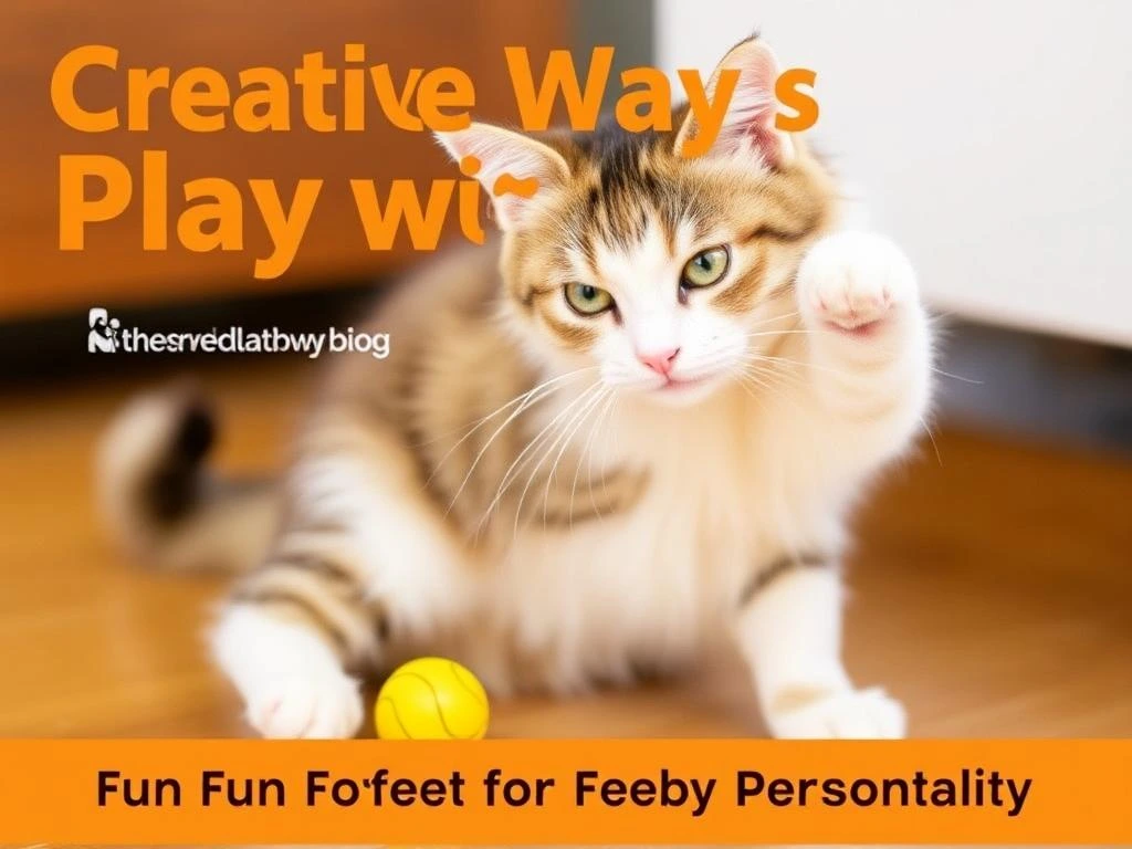  A happy cat engaging in a fun and interactive play session with its owner.