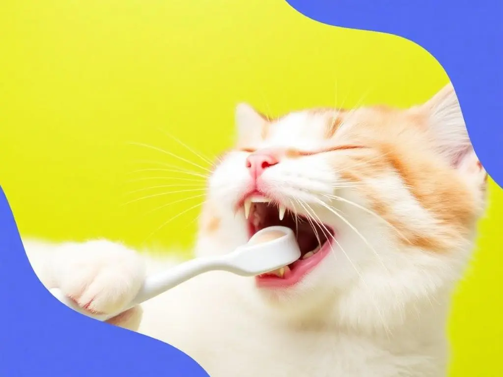  A cat receiving dental care, with a focus on healthy teeth.