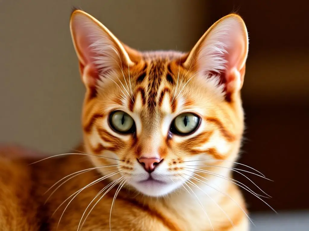 Abyssinian cat with a warm, ticked coat and bright, curious eyes, full of energy.