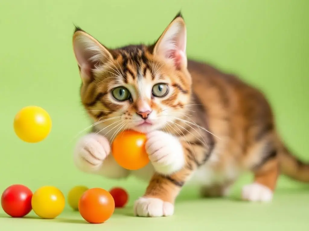  Cat playing with a fun interactive toy during exciting playtime.