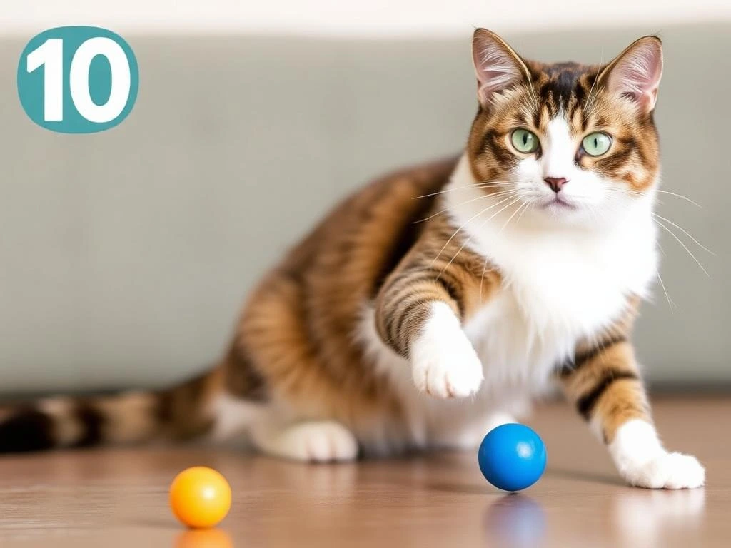  A playful cat enjoying a game with its owner, staying active and entertained.