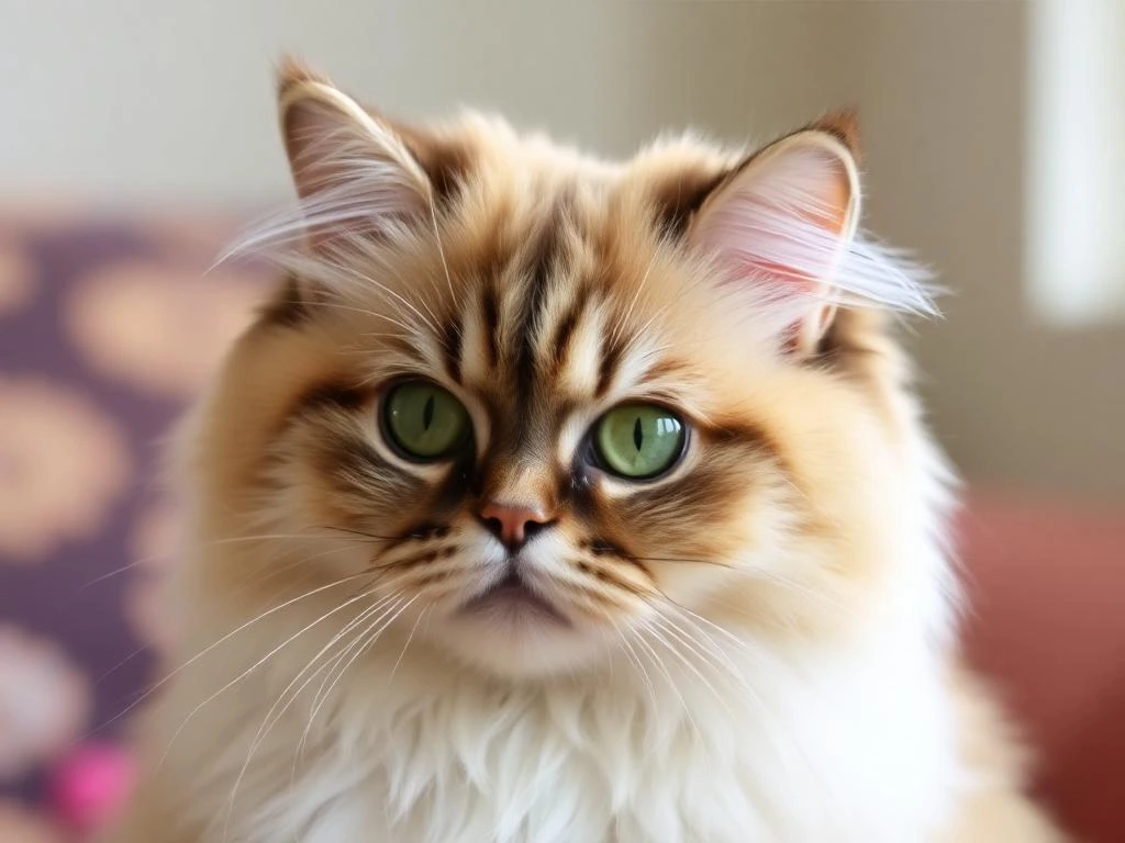 Persian Cat with fluffy fur, round face, and large, expressive eyes